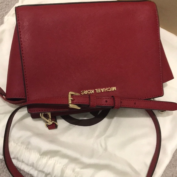 NWOT Red Michael Kors Selma bag cross body - Picture 5 of 8